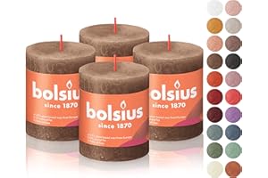 BOLSIUS 4 Pack Suede Brown Rustic Pillar Candles - 2.75 X 3.25 Inches - Premium European Quality - Natural Eco-Friendly Plant