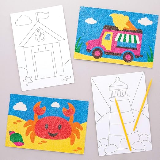Baker Ross Sandbilder „Am Meer“ (8 Stück) – für Kinder zum Verzieren und als Dekoidee