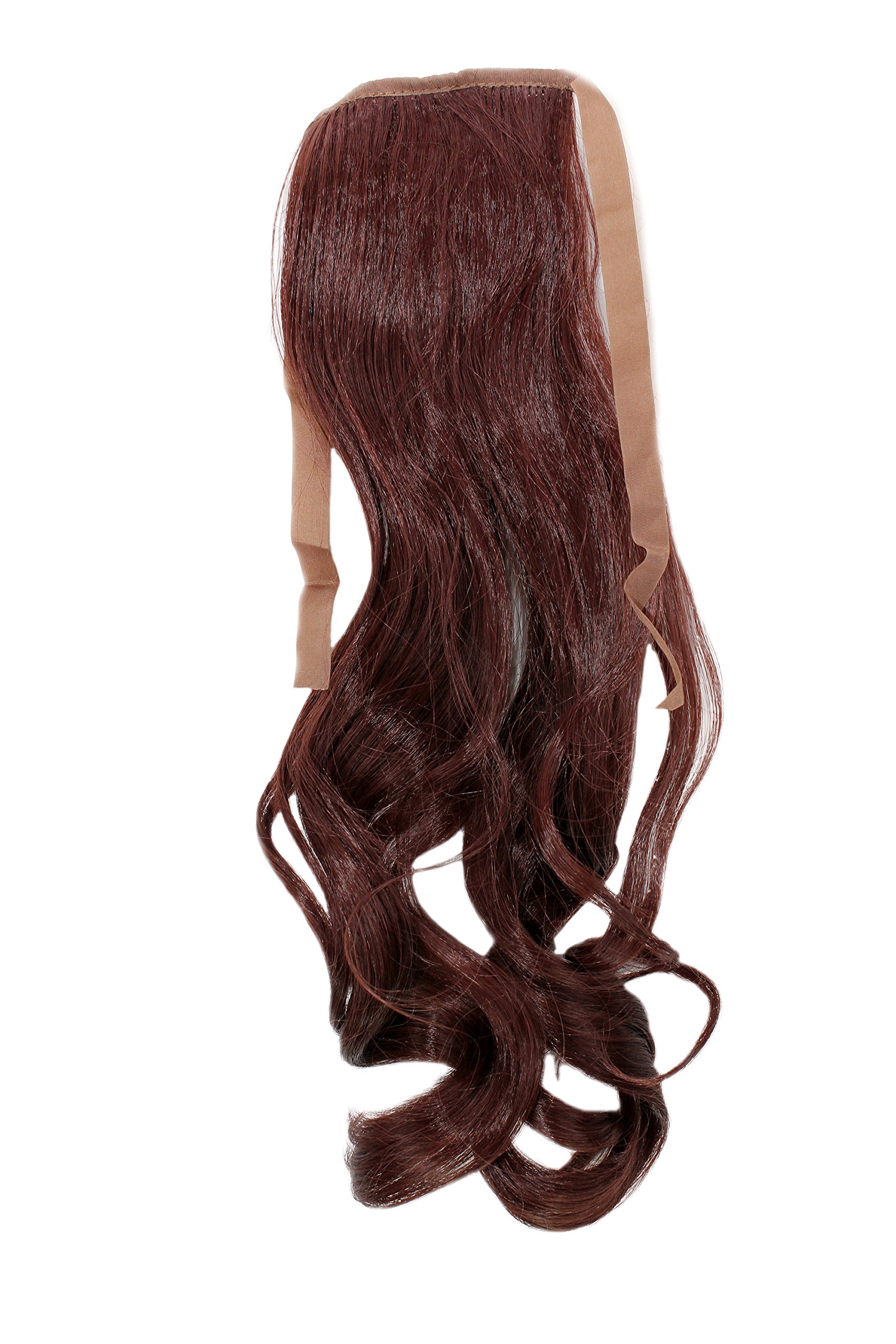 WIG ME UP - YZF-TC18-33 Hairpiece Pontail Pigtail extension slim light wavy comb and ribbon dark auburn red brown