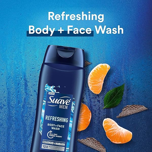 SUAVE BODY + FACE WASH MEN 18 OUNCE REFRESHING CEDARWOOD (532ML)