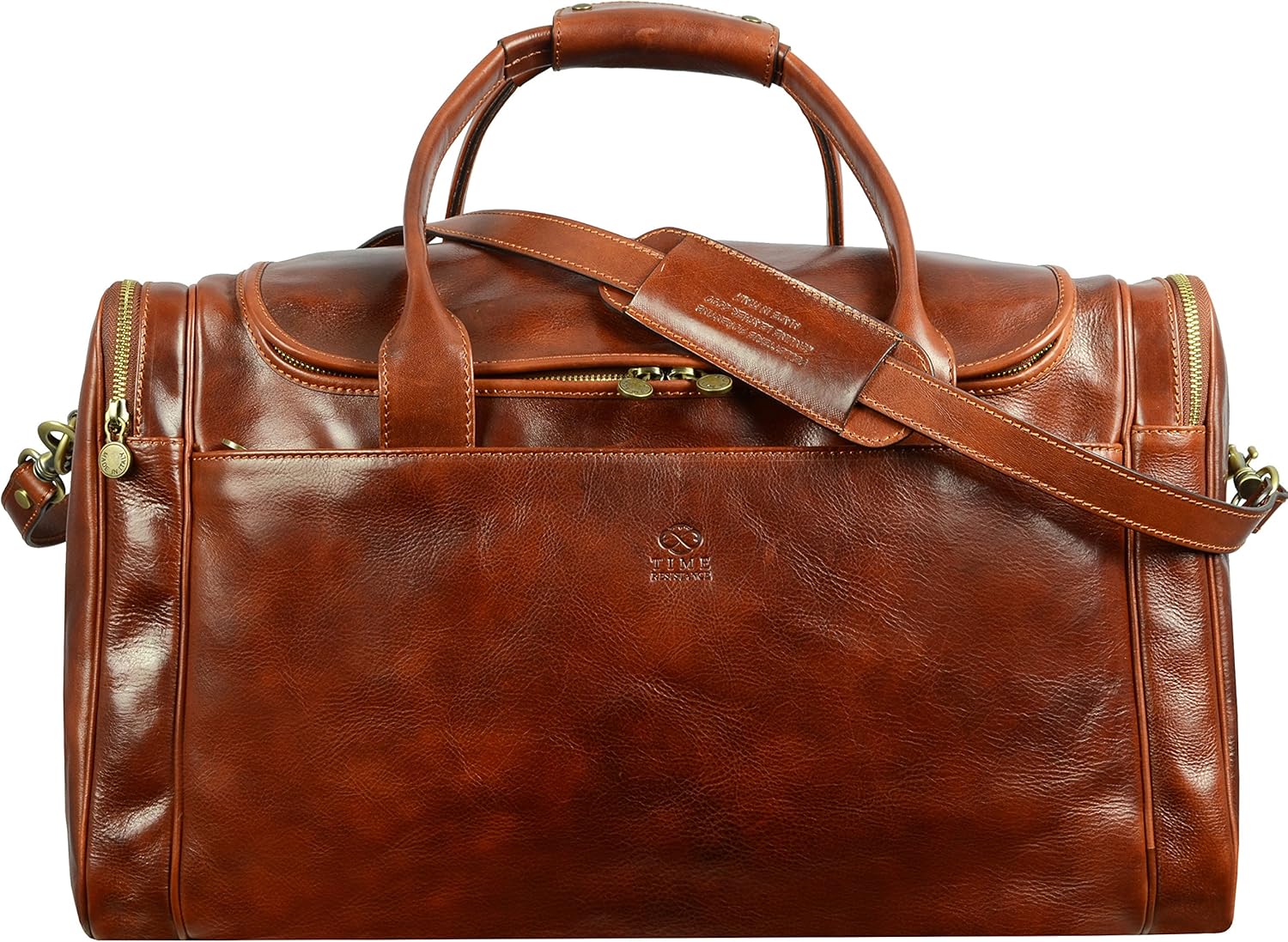 Time Resistance Full Grain Leather Duffle Travel Bag Overnight Carry On Luggage Weekend Bag