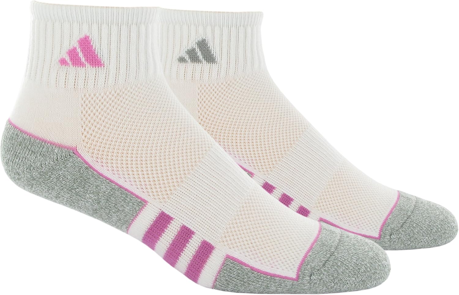 adidas Women's Climalite II 2Pack QTR Sock, White/Aluminium/Mono Pink Clothing