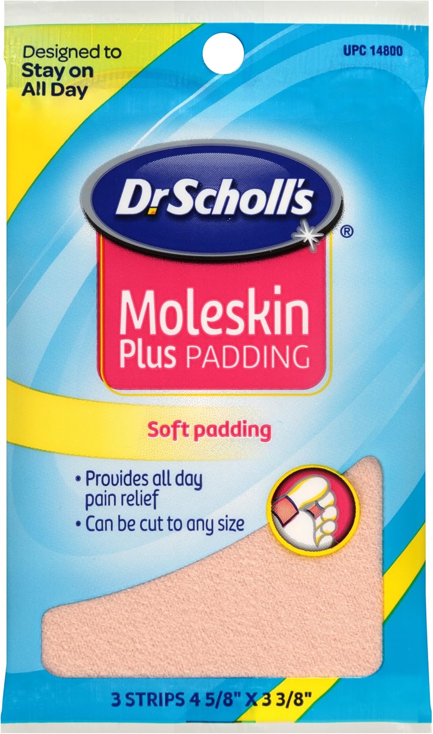 Dr. Scholl's Moleskin Plus 4  5/8-Inch X 3 3/8 Inch  Padding, 3 Count Package: Dr. Scholls: Health & Personal Care