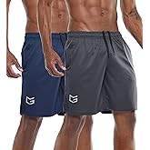 G Gradual Men's 2 Pack 7" Workout Running Shorts Quick Dry Lightweight Gym Shorts with Zip Pockets