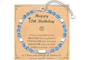 EFVISD 4-18 Year Old Girls Birthday Gifts, Sweet Tiny Gemstone Beaded Birthday Bracelets with Happy 4-18th Birthday Message Card for Daughter/Granddaughter/Niece/Sister/Best Friend