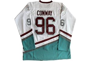 ZIGOR Mighty Ducks Jersey Charlie Conway #96 Movie Ice Hockey Jersey Green/White S-XXXL