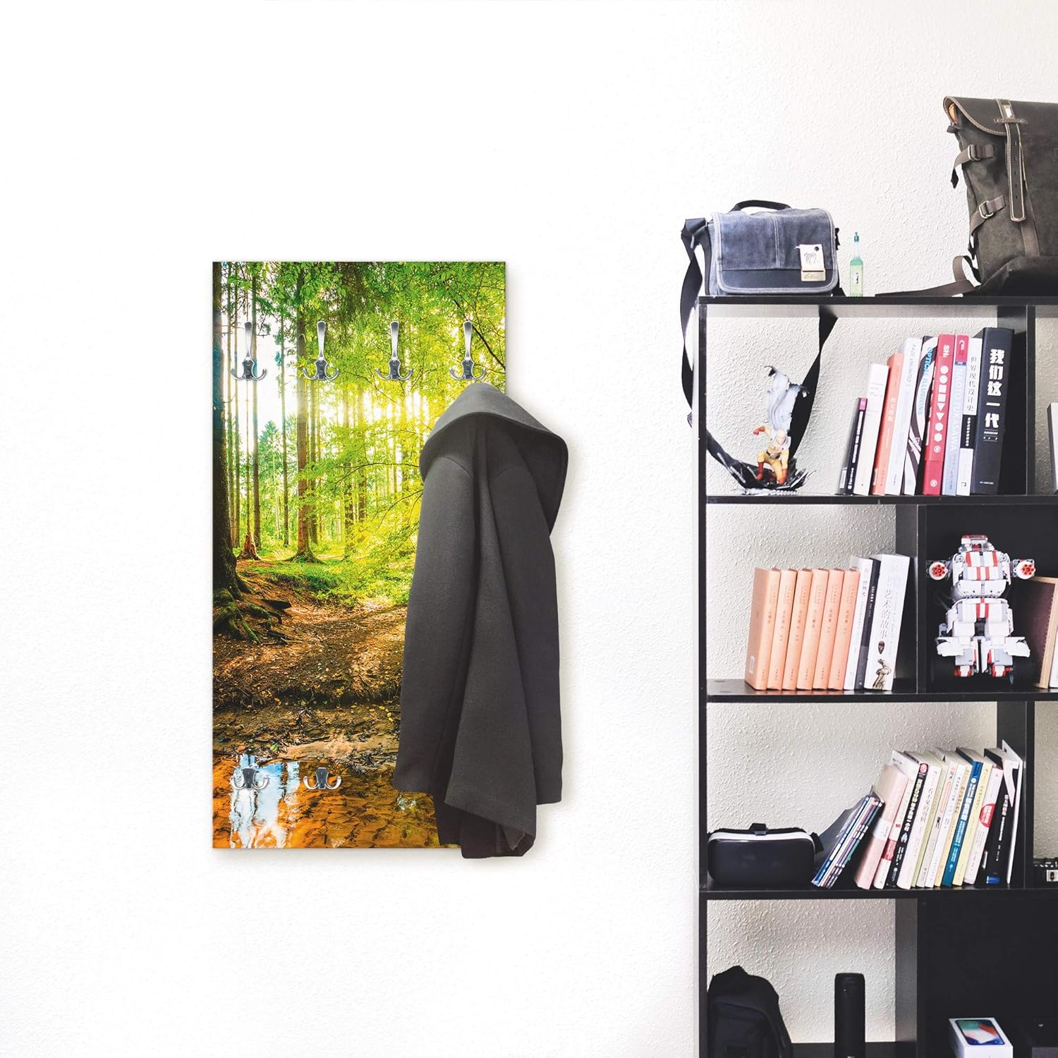 Artland Wandgarderobe Holz Design Mit 5 Haken Garderobe Mit Motiv 45x140 Cm Natur Landschaft Wald Bach Herbst Sonne Grun T9io Wandgarderoben Kuche Haushalt Wohnen Ayurvedanetworkbhu Com