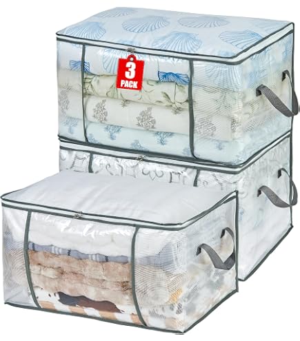 Sac De Rangement Transparent Transparent Lot De 2 Sacs De Rangement à Fermeture éclair – Grand Sac De Rangement Pour Vetements Literie Couettes Couvertures Et Demenagement Rangement Placard Sous Lit