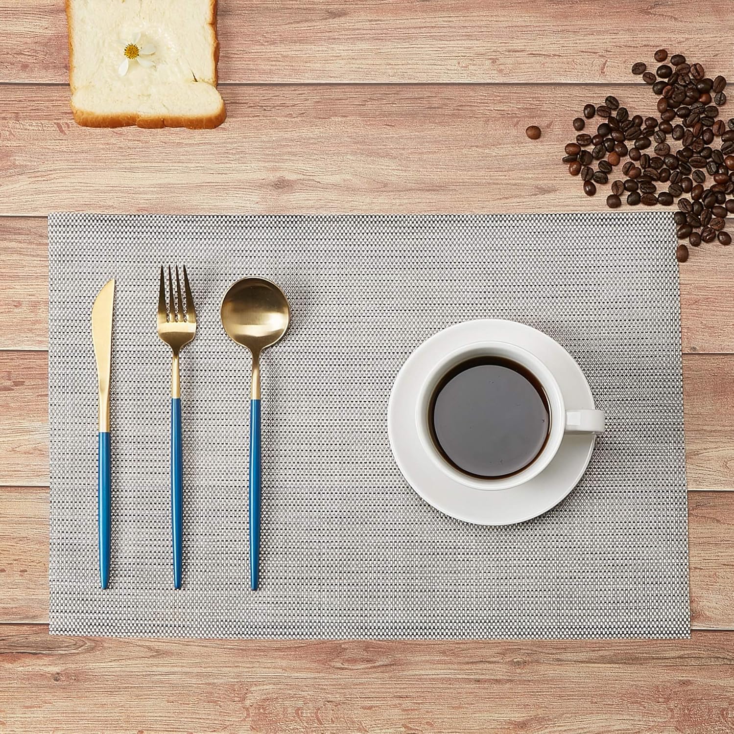 DOLOPL Placemat Placemats Gray Placemats Set of 8 Crossweave Woven Vinyl Table Mat Easy to Clean Wipeable Placemats for Dining Table: Home & Kitchen