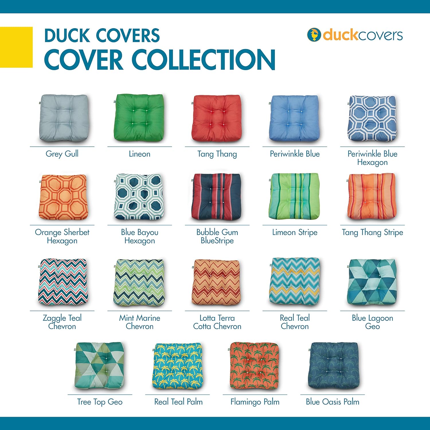 Duck Covers Water-Resistant 19 x 19 x 5 Inch Indoor Outdoor Seat Cushions, Tang Thang, 2-Pack : Garden & Outdoor