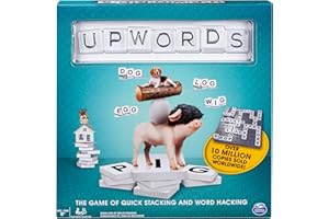 Spin Master Games, Upwords, Classic Word Game with Stackable Letter Tiles, Family Board Game, Crossword Activity, 1-4 Players, for Ages 8 & Up