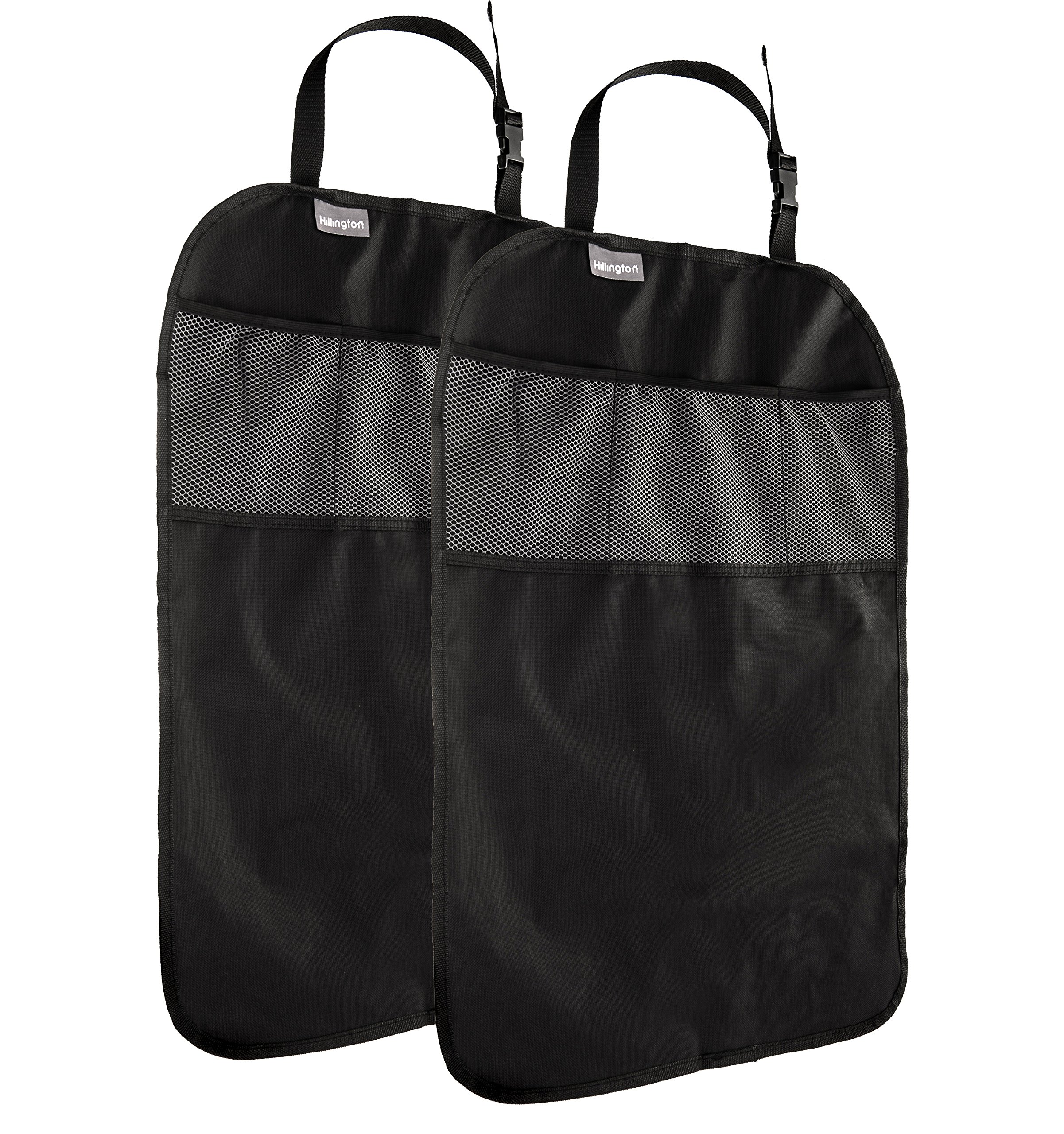 Hillington Back Seat Protective Kick Mats Waterproof and Stain Resistant Covers with 3 Mesh Storage Pockets