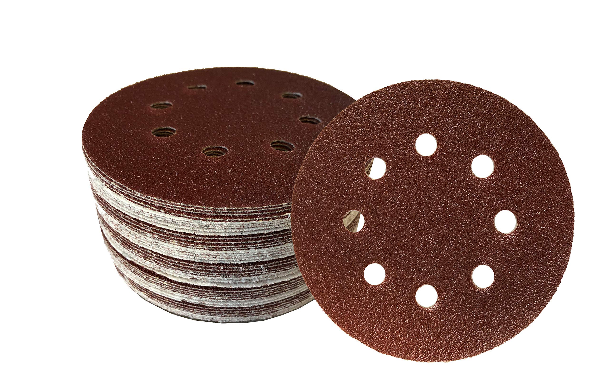 Pack of 50 sanding discs - Diameter: 125 mm - Grain: 180 - 8 holes - For eccentric grinders