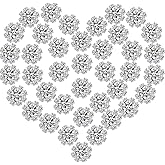 100 Packs 10 mm Rhinestone Embellishments Flatback Flower Crystal Button Accessory Silver Rhinestone Buttons for DIY Jewelry Crafts Making Wedding Decoration Bridal Bouquet Invitation Hair Accessories