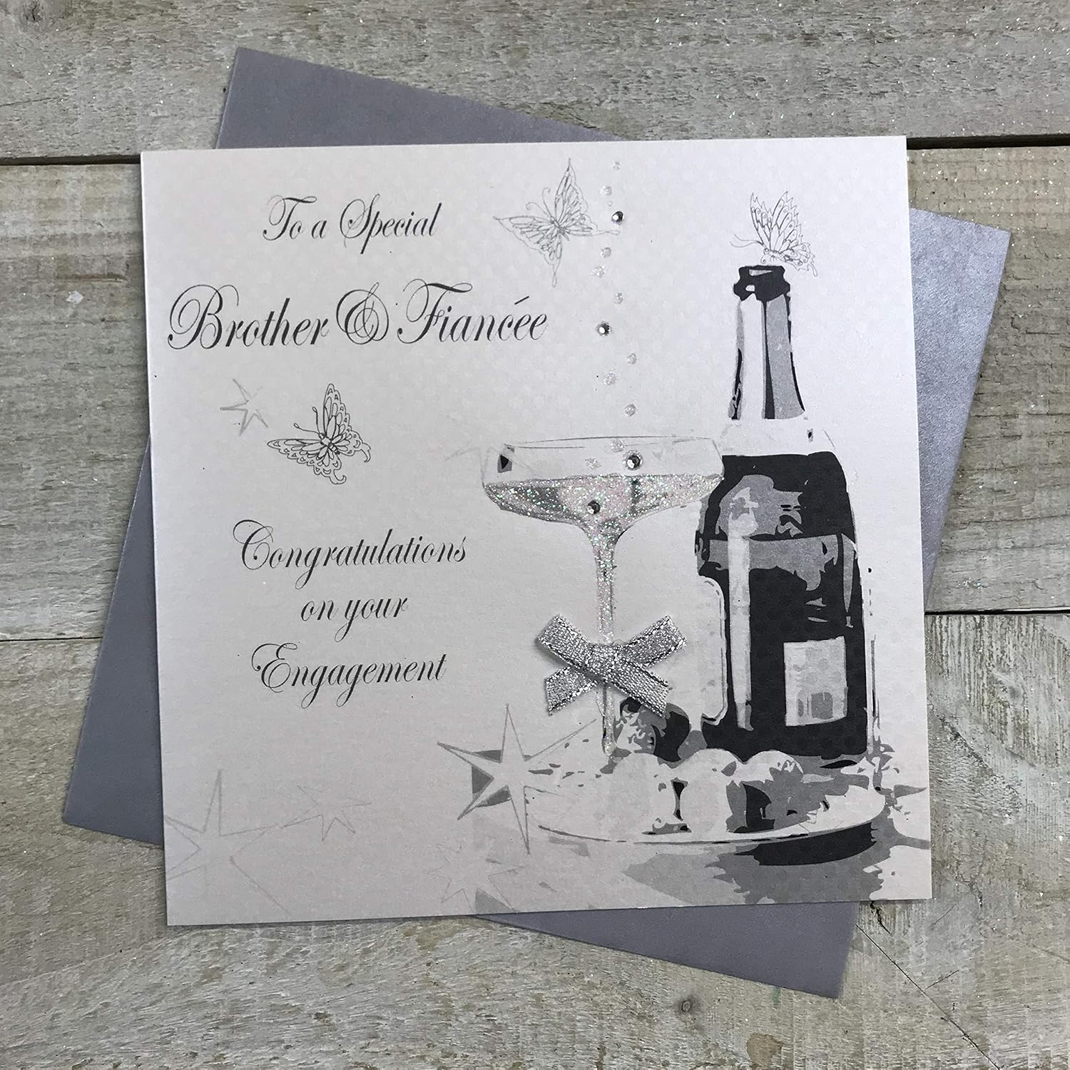 WHITE COTTON CARDS To a Special Brother and Fiancée Congratulations on Your Engagement Handmade Card, MPD1
