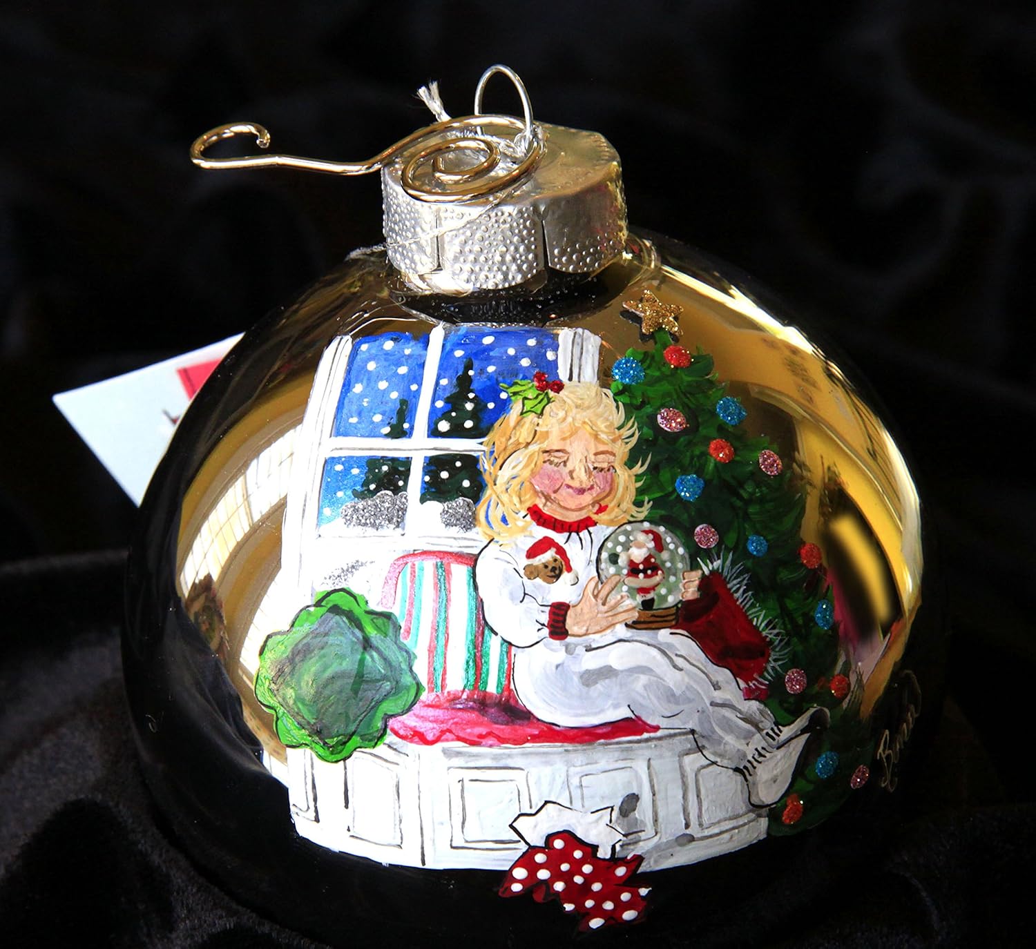 Little girl holding snow globe/Christmas 611 4 inch ball