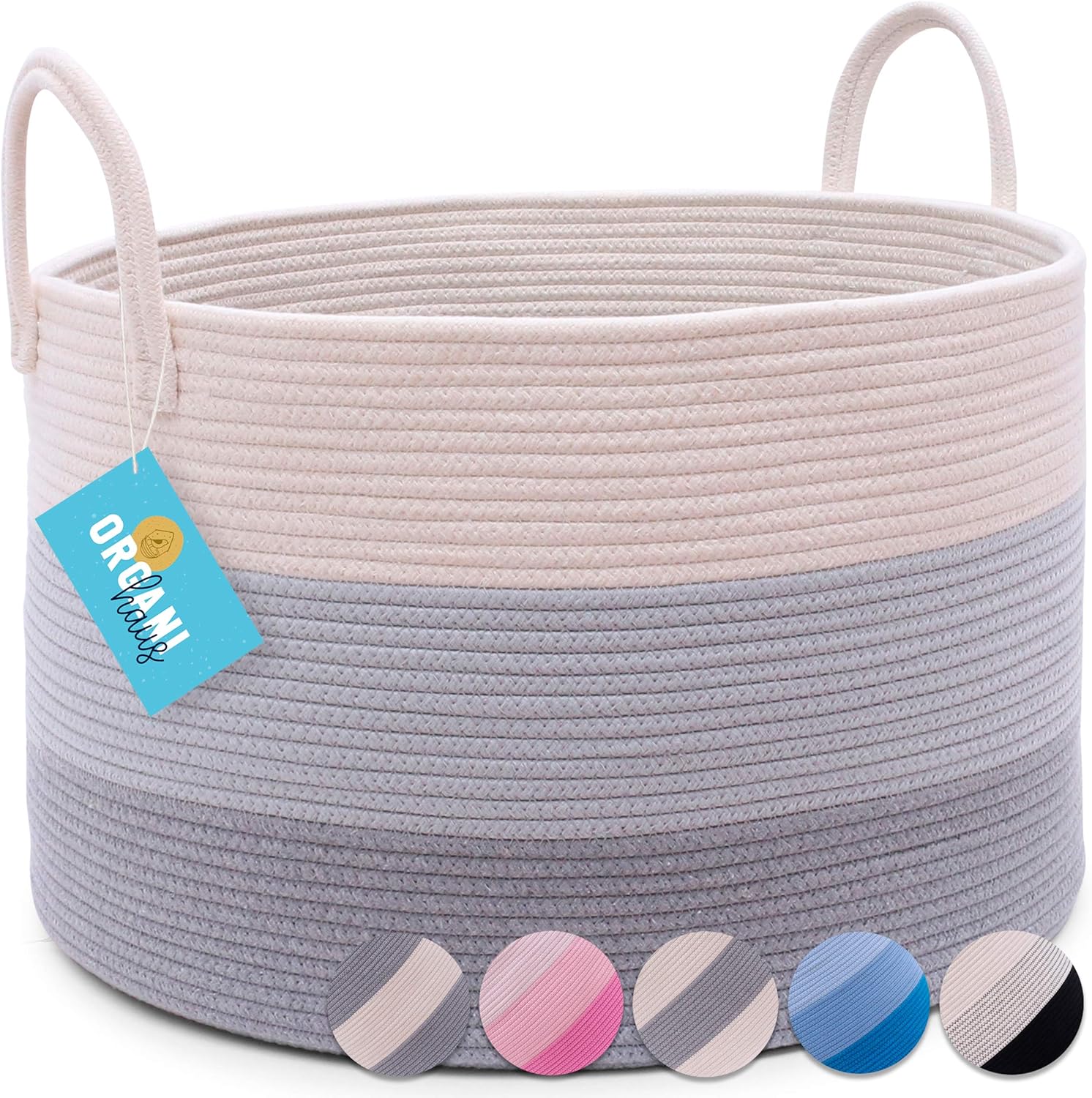 OrganiHaus XXL Extra großer Aufbewahrungskorb aus Baumwollseil 50,8 x