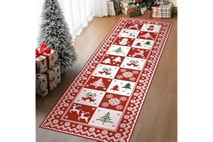 BEIMO Christmas Runner Rug 2x5 Washable Rug for Entryway Hallway Kitchen Bedroom, Christmas Home Decor, Holiday Print Carpet, Low Pile Mat with Non Slip Backing, Christmas Pattern Print
