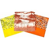 HankieWorld Bandanas 6 Pack Ultra Soft 22 inch Dould Sided Printing Thin 60s Preium Cotton Bandanna Scarf