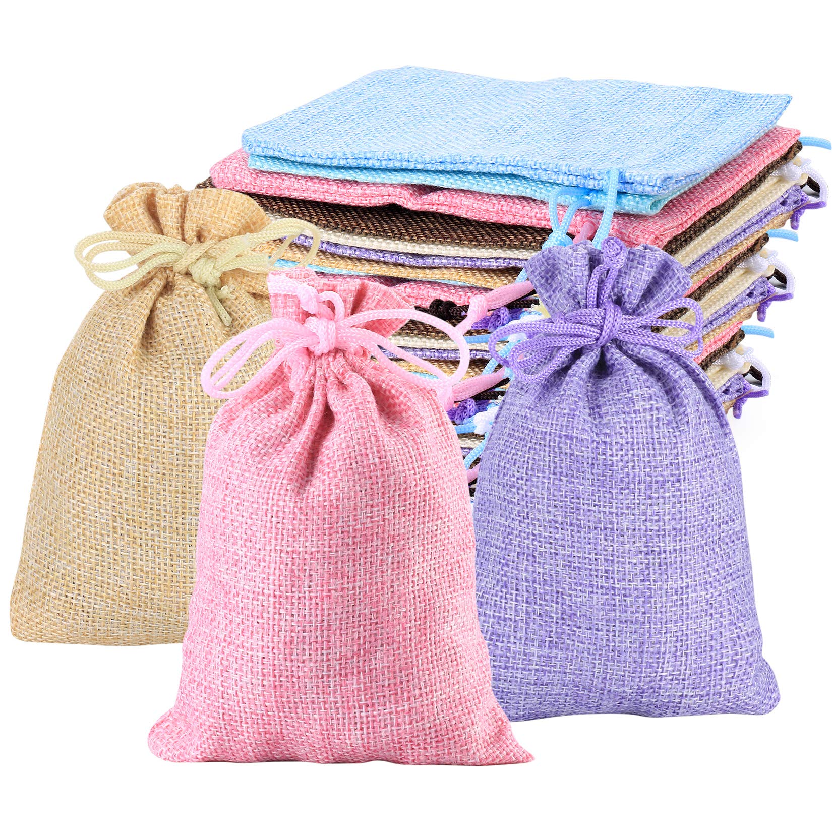20PCS Jute Bag, Small Linen Cloth Bags, Colorful Lavender Sachet Gift Bag for Jewelry Wedding Banquet Christmas DIY Crafts (10x14cm, Random Colors)