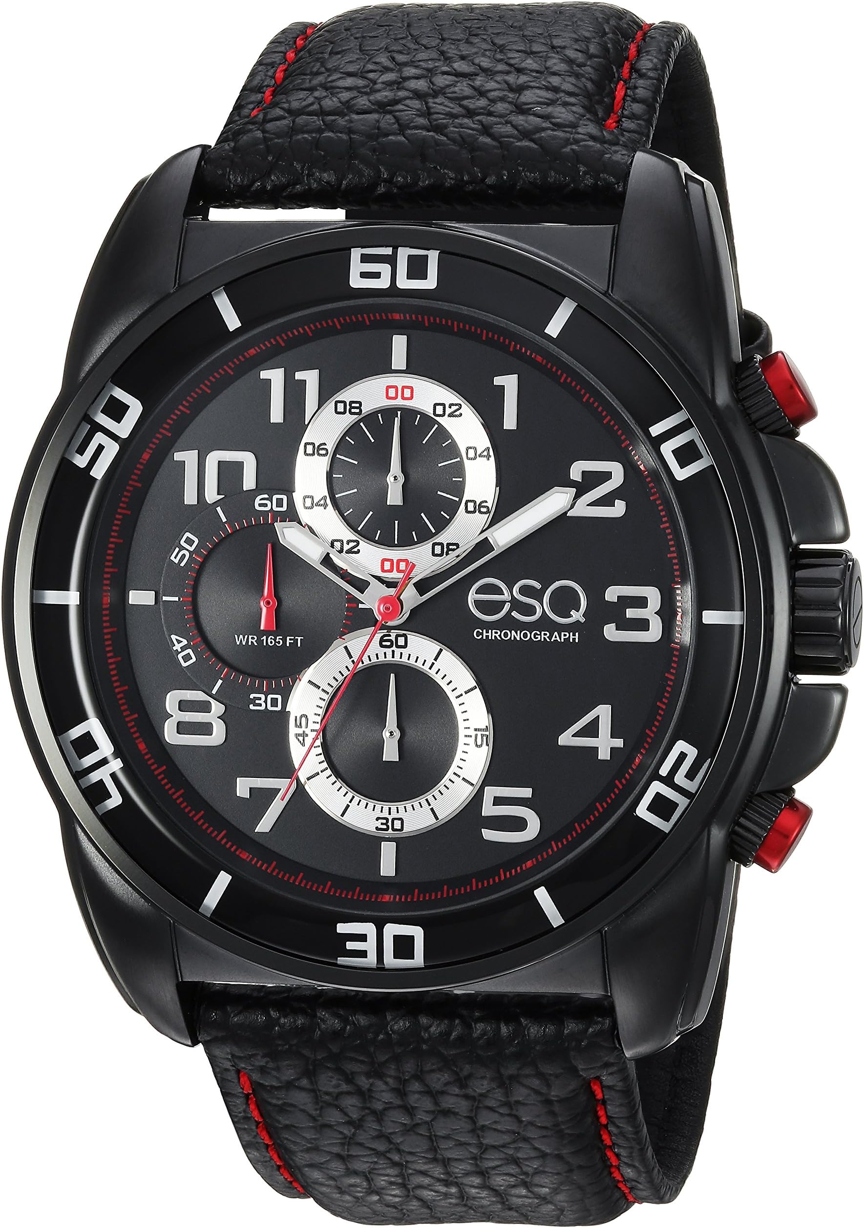 ESQ Mens 'Sports' Quartz Stainless Steel and Leather Casual Watch