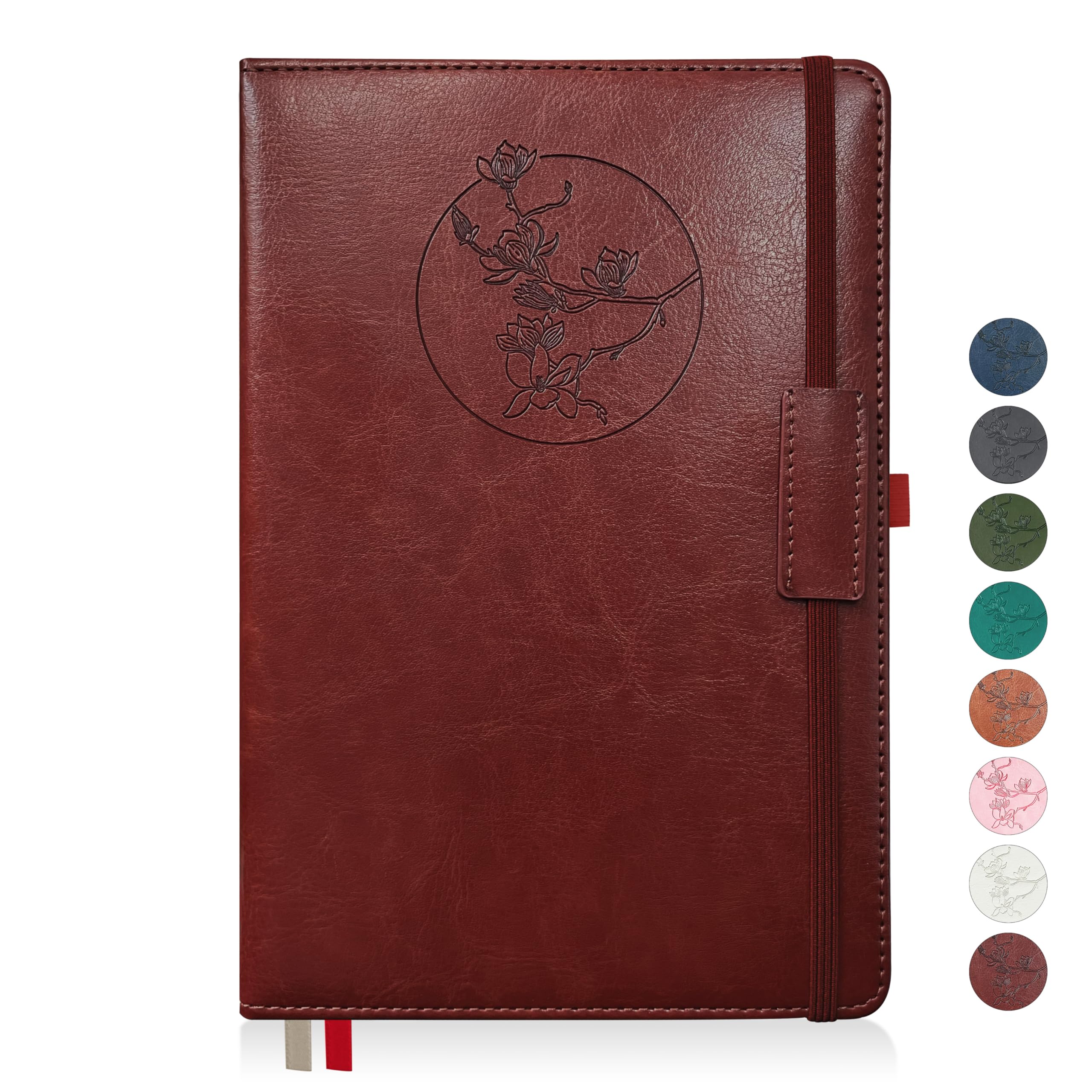 Mlife Notebook Journal for Women Men,256 Pages A5 Hardcover Leather Journaling Notebooks for Work,lined journal/notebook with 100Gsm Paper,Pen Holder and inner pocket 5.8"×8.4"(burgundy)