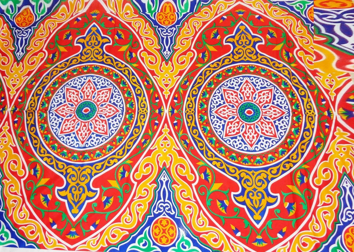 Traditional Egyptian Egypt Arabian Arabic Khayameya khyamya Khayamiya Tent Fabric Arabian Arabic Islamic Middle East Colorful Decor Decorative Decoration Ramadan Eid Fabric 214 (6 Yard = 546 cm)
