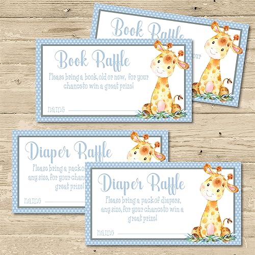 Amazon Com Boys Blue Safari Giraffe Baby Shower Diaper Raffle