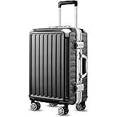 LUGGEX Zipperless Luggage with Spinner Wheels - Polycarbonate Aluminum Hard Shell Suitcase for Traveling, Carry-On 20-Inch, B