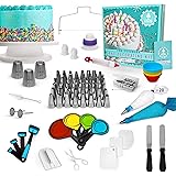 NEW!!! 110pc Ultimate Cake Decorating Supplies Kit, Rotating Cake Decorating Turntable,48 Piping Tips, 3-Russian Nozzles, Pip