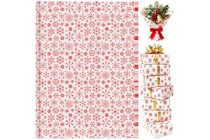 60 Sheets Christmas Snowflake Tissue Paper for Gift Bags, PLULON Red Christmas Gift Wrapping Paper Bulk Floral Packaging Art Crafts Garlands Winter Holiday Xmas Party Decorations 14 × 20 Inches