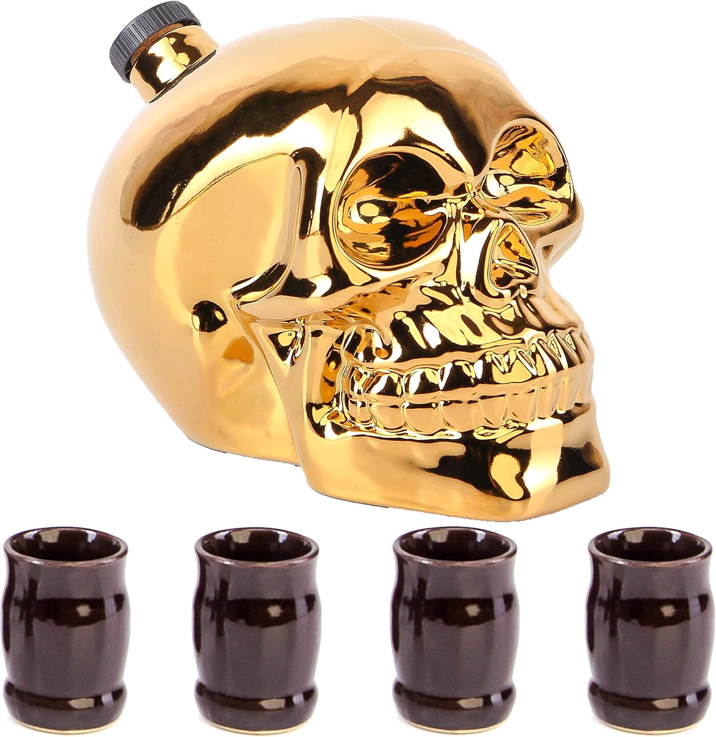 Skull Decanter Set 750ml 4 Shot Glasses for Alcohol