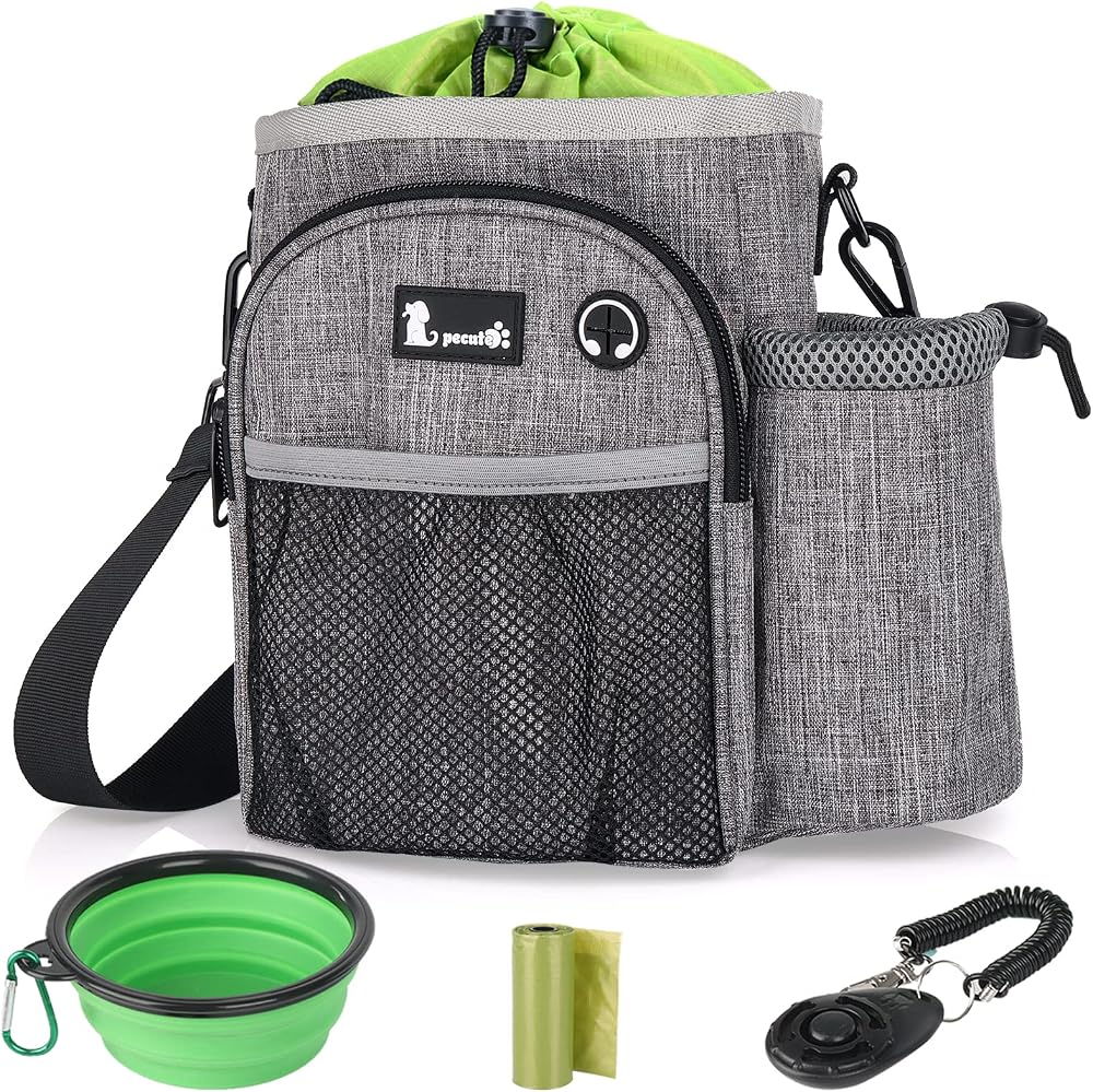 Pecute XL Dog Walking Bag with Water Bottle Holder Grey