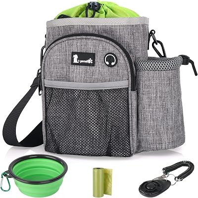 Pecute XL Dog Walking Bag with Water Bottle Holder Grey