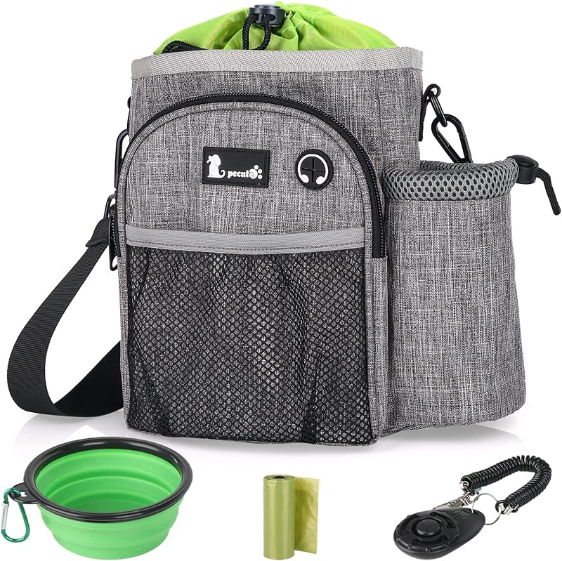 Pecute XL Dog Walking Bag with Water Bottle Holder Grey