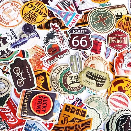 Amazon Co Jp Jin Self ステッカー 100枚セット トラベル 旅行 ステッカー シール アメリカン レトロ ビンテージ スーツケース 防水紙 C スポーツ アウトドア