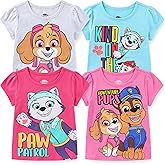 Paw Patrol Nickelodeon Skye and Everest Girls Short Sleeve Shirt 4 Pack for Toddler and Little Kids