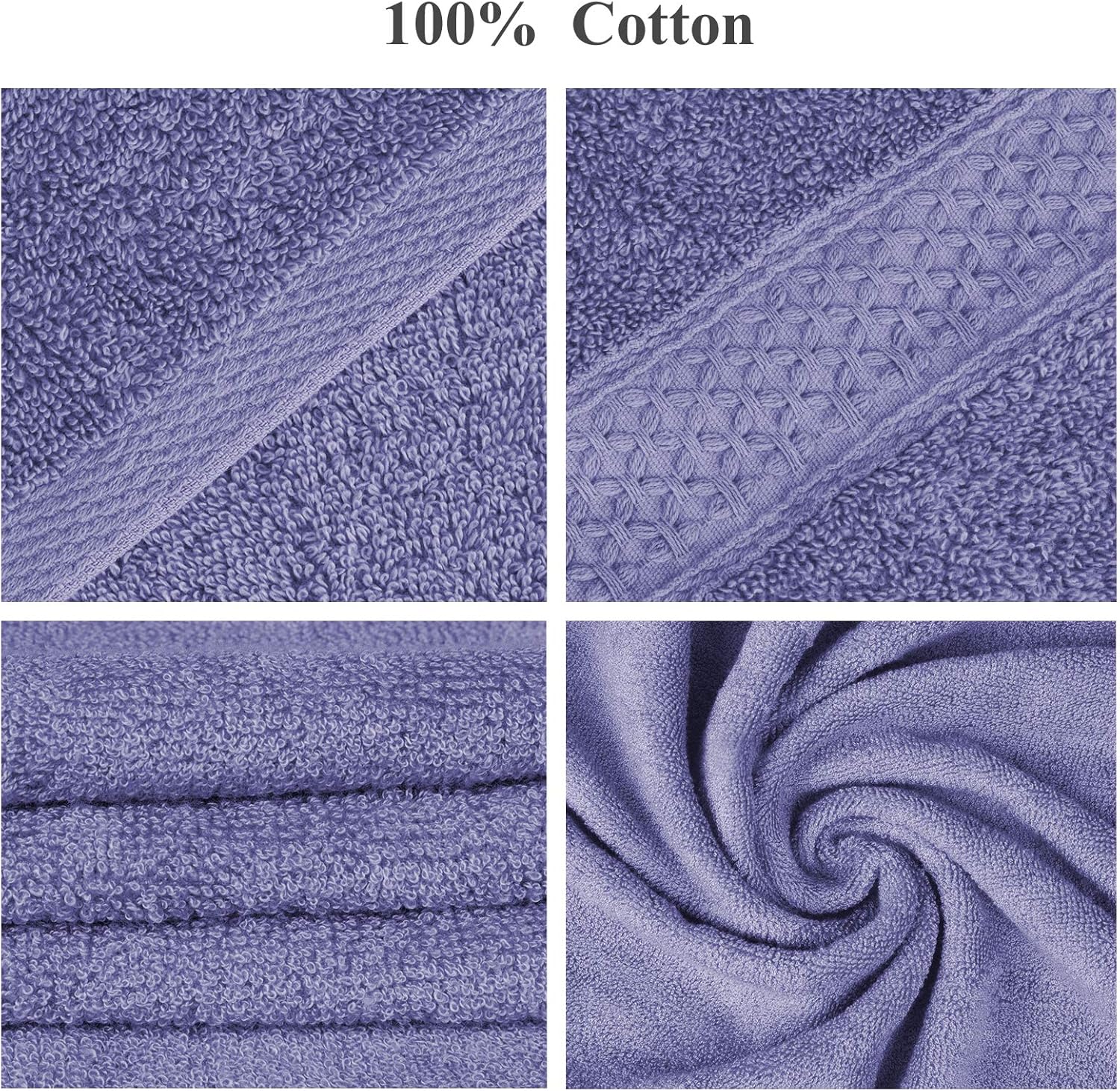 YOOFOSS Bath Towels 100% Organic Cotton Bath Towels Set 28x55 in Large Soft, Plush, Absorbent Towel for Bathroom - Purple: Kitchen & Dining