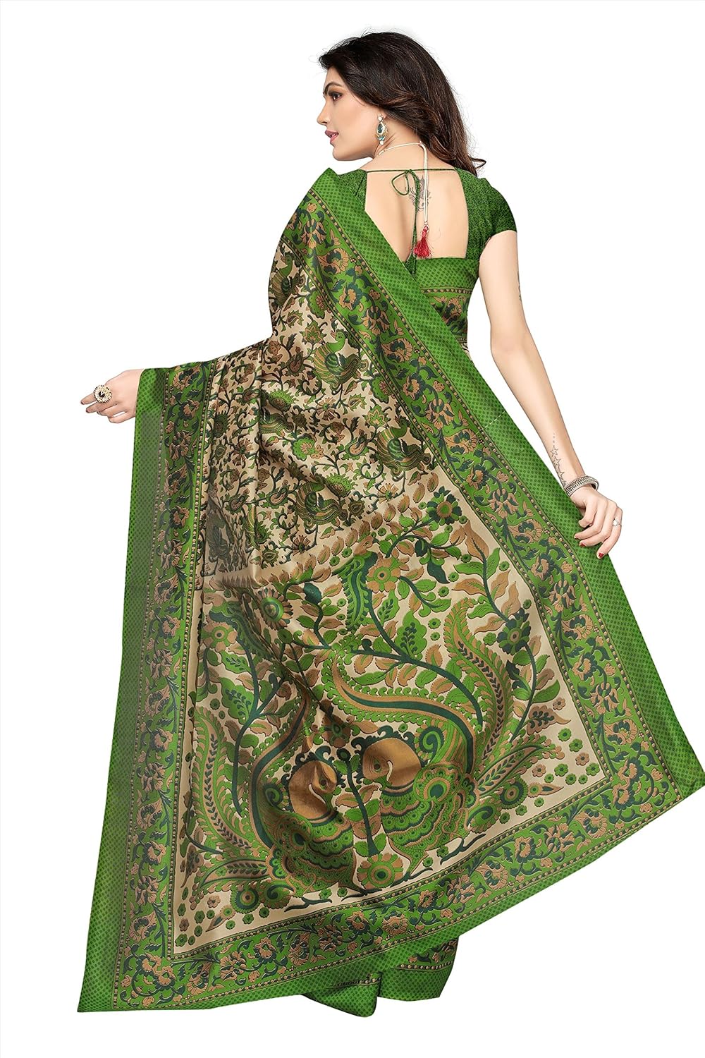 oomph! art silk saree with blouse piece (rbks_green_free size)