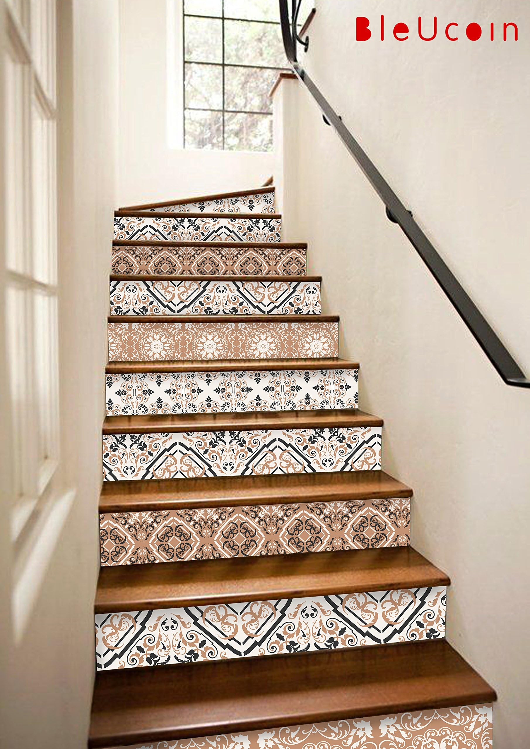 Bern Stair Riser Strip Peel and Stick Vinyl Decal Self-Adhesive Easy to Trim & Clean Repositionable Removable Waterproof DIY Murals for Stair Stickers Home Decor - Pack of 5 strips with 124cm length (6" x 49" (5 strips))
