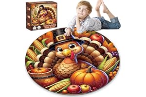 LARCHIO Thanksgiving Floor Puzzles 70pcs Large Jigsaw Puzzle | Age 4-8 | Educational & Fun Fall Gift