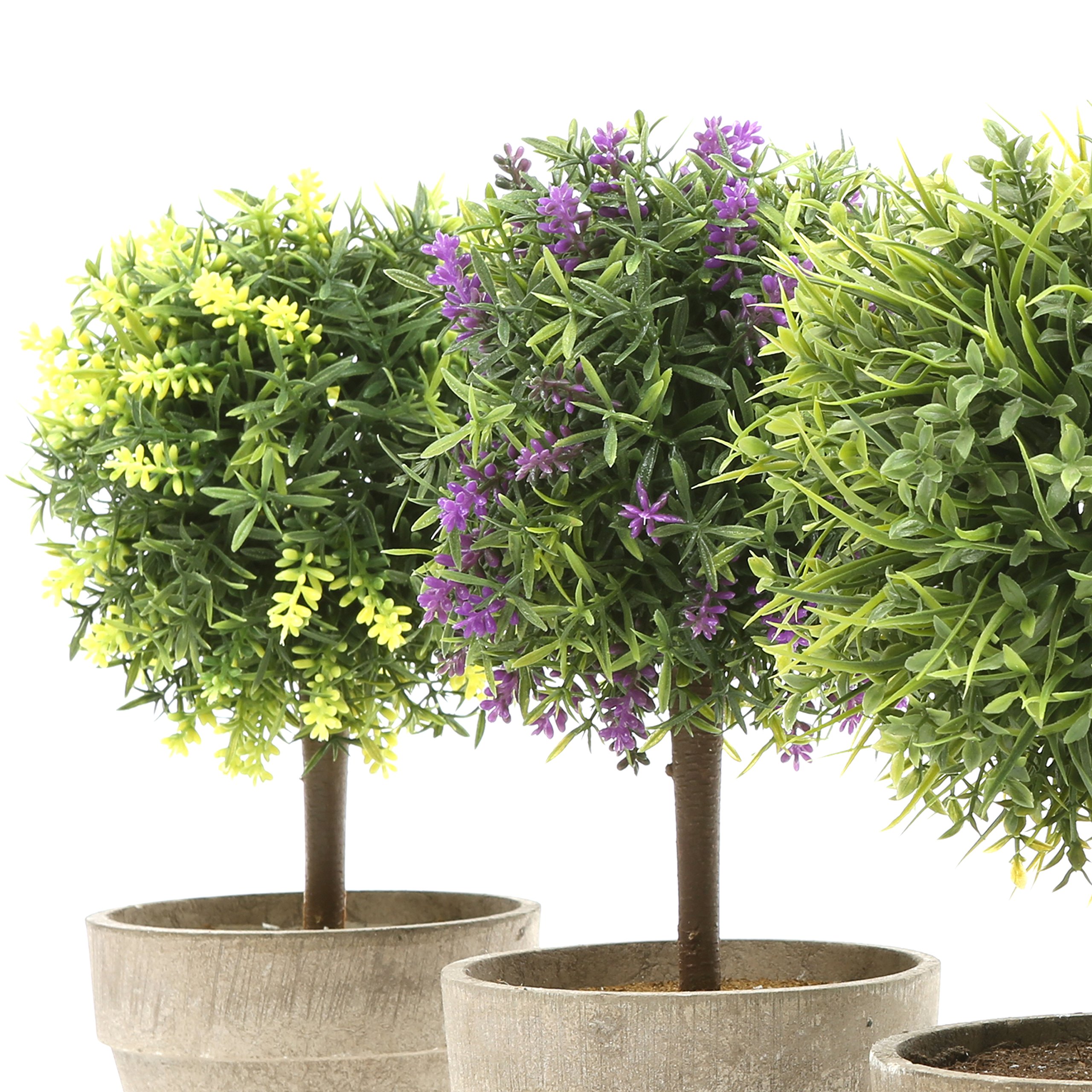 MyGift Mini Tabletop Faux Potted Artificial Topiary Plants In Ceramic