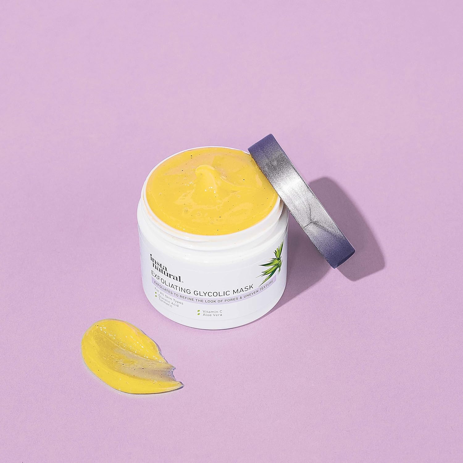 Exfoliating Glycolic Face Mask & Scrub - Anti Aging, Acne & Blackhead Treatment for Brightening and Exfoliation with Turmeric & Vitamin C - Natural AHA Enzyme Exfoliant for Scars & Glowing Skin : Beauty