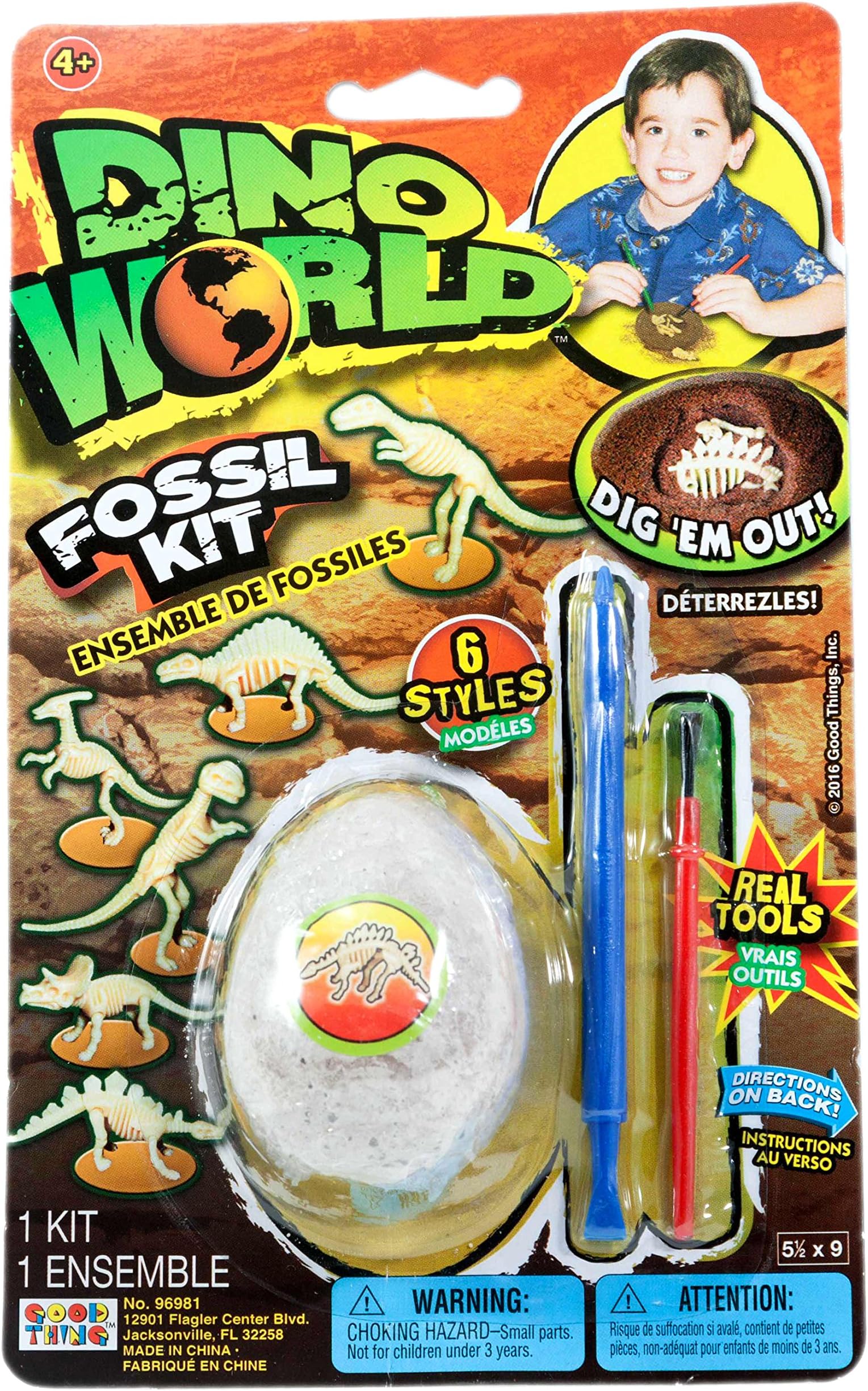 Dino World Fossil Kit Real Tools, 6-Pack
