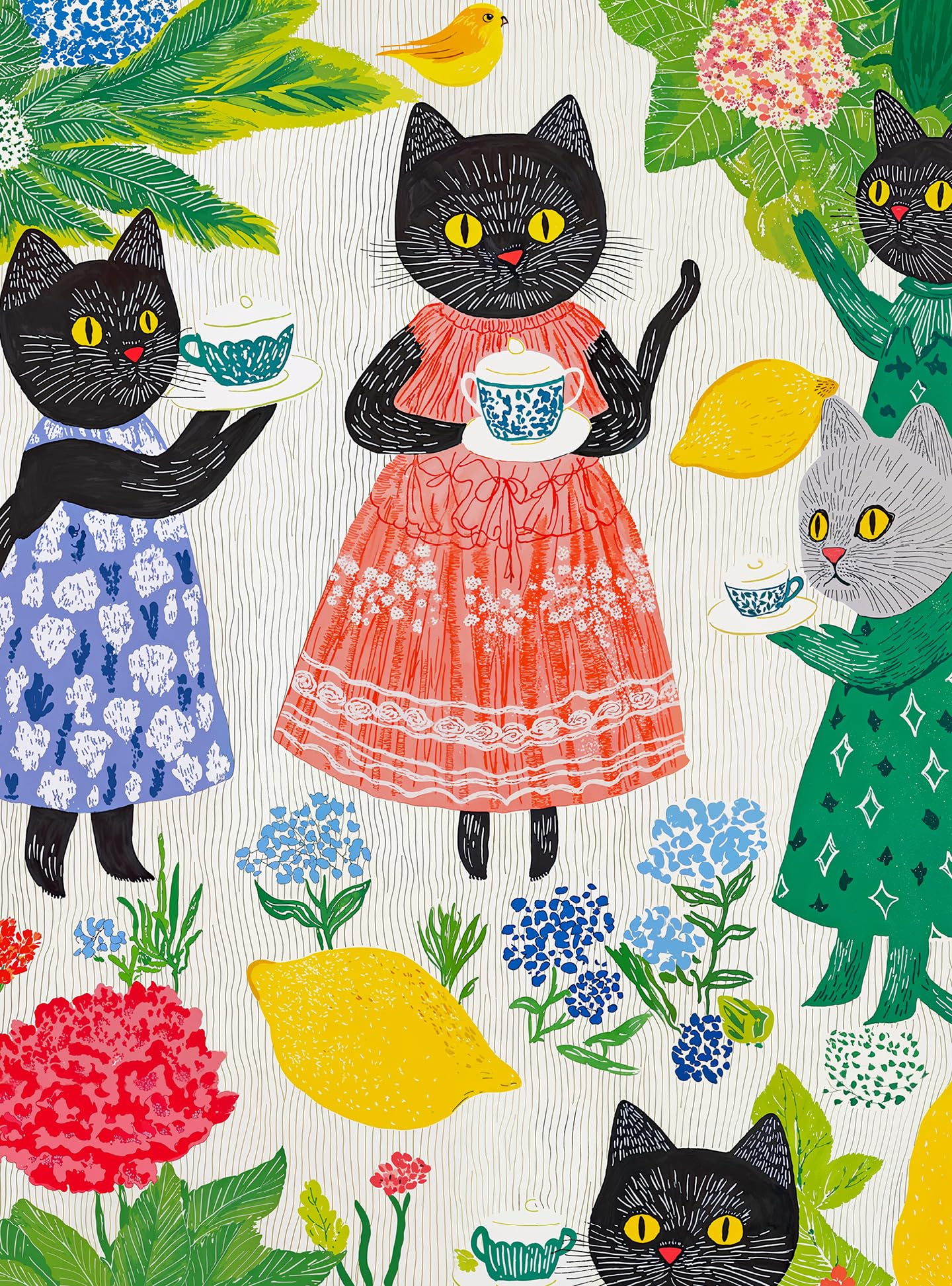 Photo 1 of Cross & Glory - The Whiskered Tea Society - 1000 Piece Jigsaw Puzzle for Adults | Whimsical Cat Puzzle | Charming Garden Tea Party Scene