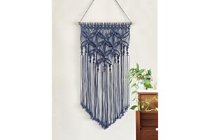 Winterdemoon Handmade Cotton Home Decor Macrame Wall Hanging Navy