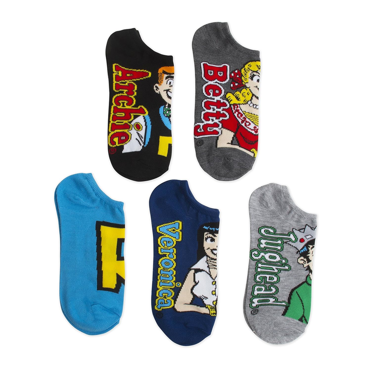 Archie Comics Mens 5 Pk (5 Pair) No Show Socks Clothing