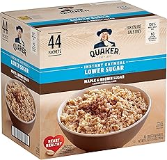 Quaker Instant Oatmeal Lower Sugar, Maple & Brown Sugar, 1.19 Oz, Pack of 44