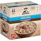 Quaker Instant Oatmeal Lower Sugar, Maple &amp; Brown Sugar, 1.19 Oz, Pack of 44