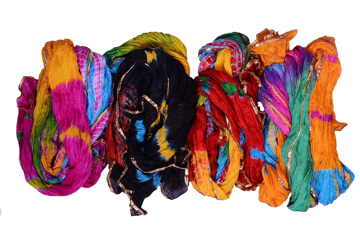 jyoti women's silk dupatta(sc-170_multicolour_2.25m) - pack of 4